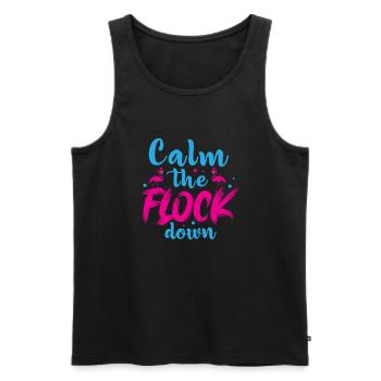 Flamingo Calm The Flock Down Funny Pink Bird - Men's Premium Organic Tank Top - black - Front - AI Model Male 178 light (178cm)