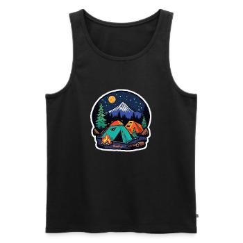 Camping, tent and campfire - Men's Premium Organic Tank Top - black - Front - Michal (187cm)