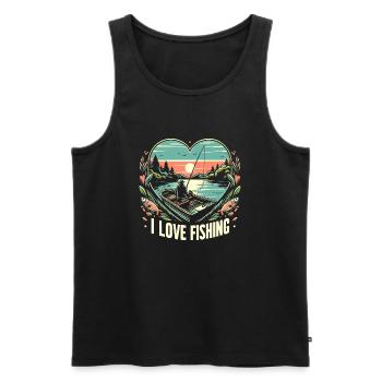 I LOVE FISHING - Men's Premium Organic Tank Top - black - Front - AI Model Male 178 light (178cm)