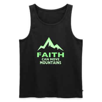 Faith can move Mountains Spruch Berge - Männer Premium Bio Tank Top - Schwarz - Vorne - Michal (187cm)
