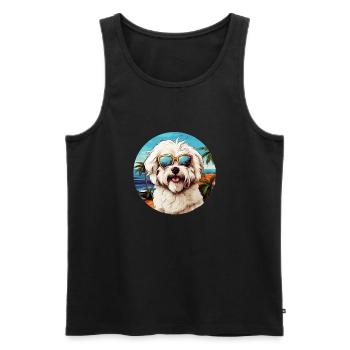 Coton de Tulear Cool - Coton de Tulear Dog - Débardeur bio Premium Homme - noir - Devant - AI Model Male 178 light (178cm)