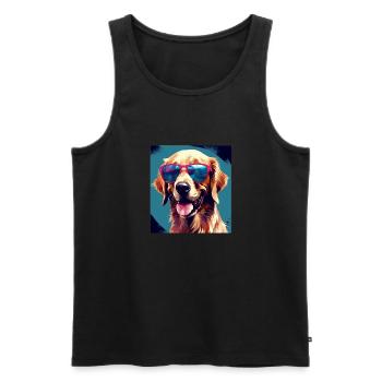 Golden Retriever Cool - Chien Golden Retriever - Débardeur bio Premium Homme - noir - Devant - Michal (187cm)