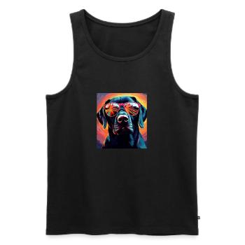 Labrador Cool - Chien Labrador - Débardeur bio Premium Homme - noir - Devant - AI Model Male 178 light (178cm)