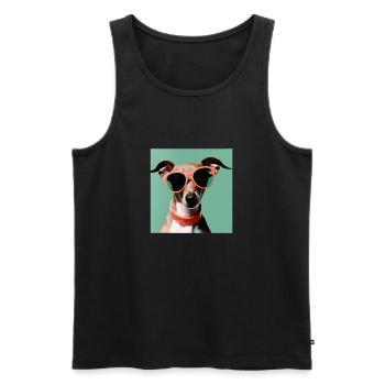 Lévrier Italien Cool - Chien lévrier italien - Débardeur bio Premium Homme - noir - Devant - AI Model Male 178 light (178cm)