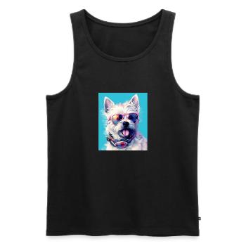 Westie Cool - Westie Dog - Men's Premium Organic Tank Top - black - Front - AI Model Male 178 light (178cm)