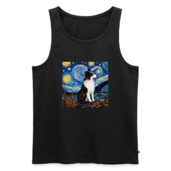 Border Collie Sternennacht - Männer Premium Bio Tank Top - Schwarz - Vorne - Michal (187cm)