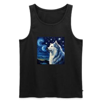 Alaskan Malamute Sternennacht - Männer Premium Bio Tank Top - Schwarz - Vorne - Michal (187cm)