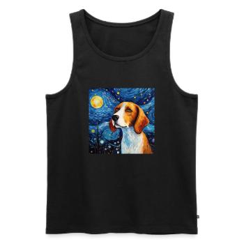 Beagle Nuit étoilée - Débardeur bio Premium Homme - noir - Devant - Michal (187cm)