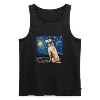 Borzoi Starry Night - Men's Premium Organic Tank Top - black - Front - AI Model Male 178 light (178cm)