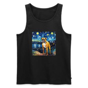 Deutscher Boxer Sternennacht - Männer Premium Bio Tank Top - Schwarz - Vorne - AI Model Male 178 light (178cm)