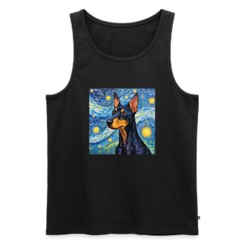 Dobermann Sternennacht - Männer Premium Bio Tank Top - Schwarz - Vorne - AI Model Male 178 light (178cm)