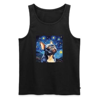 Bouledogue français Nuit étoilée - Débardeur bio Premium Homme - noir - Devant - Michal (187cm)