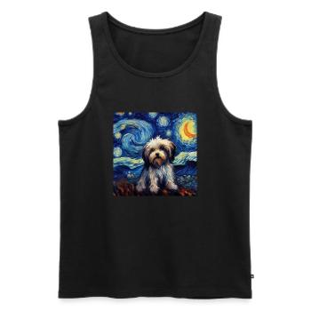 Nuit étoilée bichon havanais - Débardeur bio Premium Homme - noir - Devant - Michal (187cm)