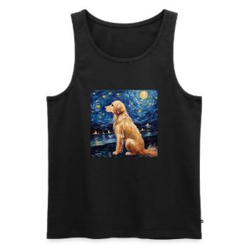 Golden Retriever Nuit étoilée - Débardeur bio Premium Homme - noir - Devant - Michal (187cm)
