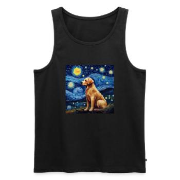 Golden Retriever Nuit étoilée - Débardeur bio Premium Homme - noir - Devant - Michal (187cm)