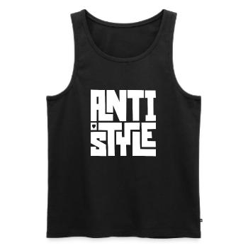 AntiStyle - Men's Premium Organic Tank Top - black - Front - AI Model Male 178 light (178cm)