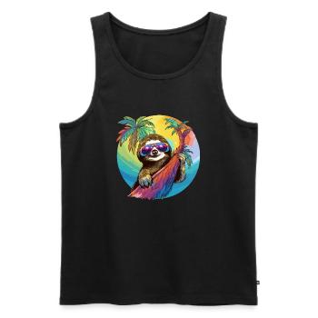 Cool Sloth Gift Holiday Late Riser - Men's Premium Organic Tank Top - black - Front - Michal (187cm)