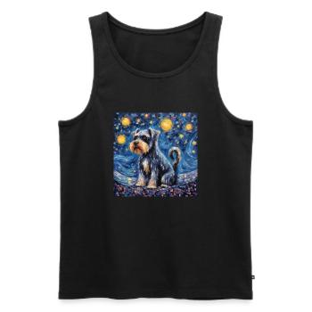 Schnauzer nain Nuit étoilée - Débardeur bio Premium Homme - noir - Devant - Michal (187cm)