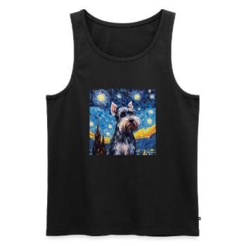 Schnauzer nain Nuit étoilée - Débardeur bio Premium Homme - noir - Devant - Michal (187cm)