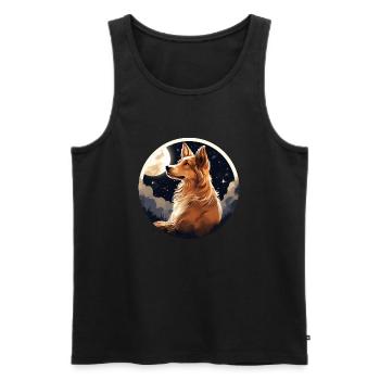 Beautiful Dog in the Moonlight Gift Collie - Men's Premium Organic Tank Top - black - Front - Michal (187cm)