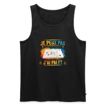 je peux pas j'ai palet idée cadeau palet breton - Débardeur bio Premium Homme - noir - Devant - Michal (187cm)