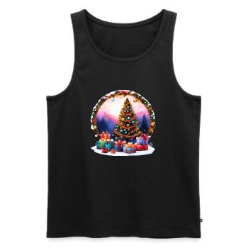 Colorful Christmas Tree with Gifts in a winter climate - Men's Premium Organic Tank Top - black - Front - AI Model Male 178 light (178cm)