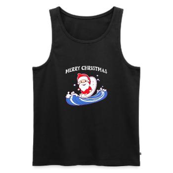 Merry Christmas Santa Claus on the surfboard - Men's Premium Organic Tank Top - black - Front - Michal (187cm)