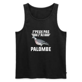 Je peux pas j'ai palombe - idée cadeau chasse - Débardeur bio Premium Homme - noir - Devant - Michal (187cm)