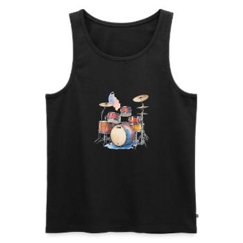 Schlagzeug Illustration - Männer Premium Bio Tank Top - Schwarz - Vorne - Michal (187cm)