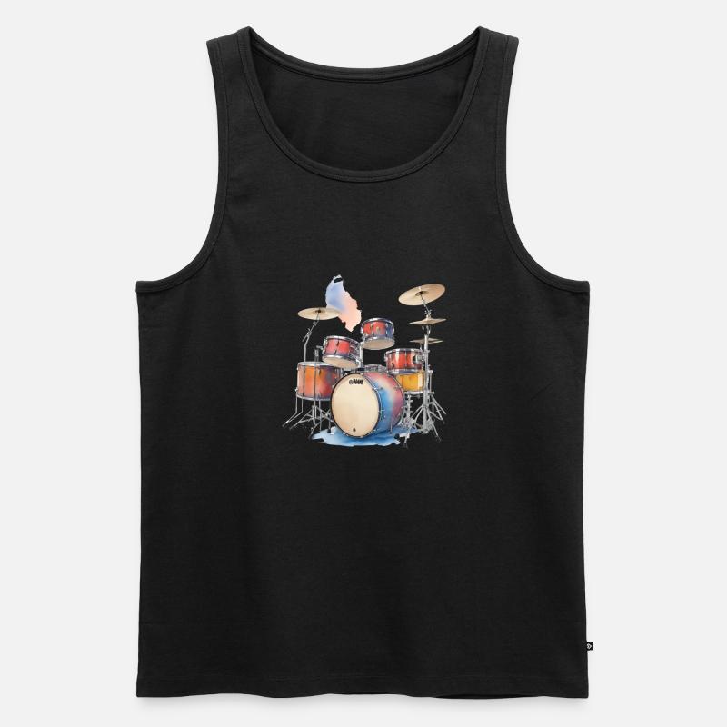 Schlagzeug Illustration - Männer Premium Bio Tank Top - Schwarz