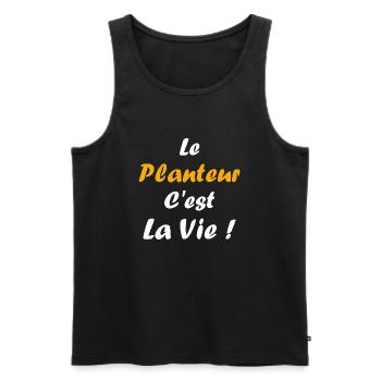Humour punch planteur - Débardeur bio Premium Homme - noir - Devant - Michal (187cm)