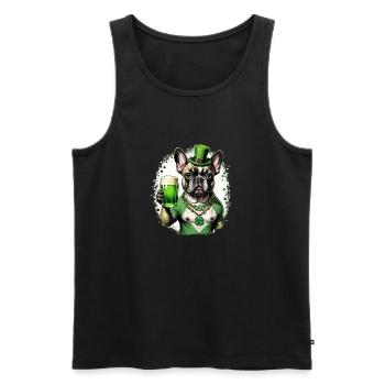 Bouledogue français de la Saint-Patrick I St. Paddy’s - Débardeur bio Premium Homme - noir - Devant - Michal (187cm)