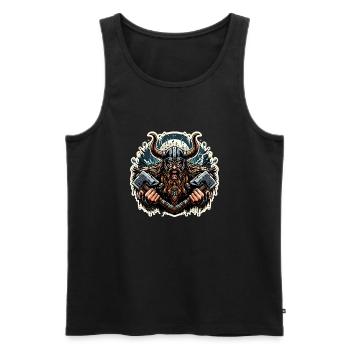 Viking guerrier berserker Valhalla nordique - Débardeur bio Premium Homme - noir - Devant - AI Model Male 178 light (178cm)