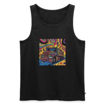 Camion Doodle Groovy coloré - Débardeur bio Premium Homme - noir - Devant - Michal (187cm)