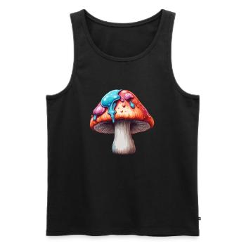 Pilz / Mushroom / Wiese / Wald / Goa / Psy - Männer Premium Bio Tank Top - Schwarz - Vorne - Michal (187cm)