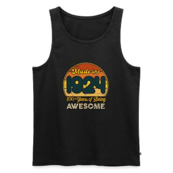 Born in 1924 - Vintage 1924 Retro Birthday - Men's Premium Organic Tank Top - black - Front - AI Model Male 178 light (178cm)