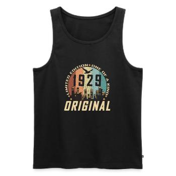 Vintage December 1929 95 Year Anniversary Gift - Men's Premium Organic Tank Top - black - Front - AI Model Male 178 light (178cm)