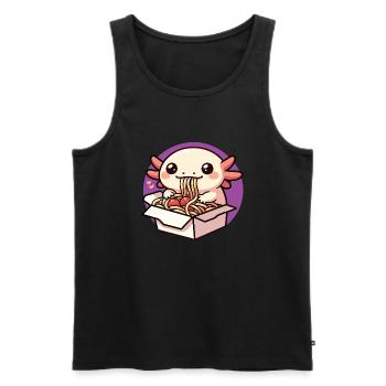 Axolotl Slurping a Delicious Spaghetti - Men's Premium Organic Tank Top - black - Front - Michal (187cm)