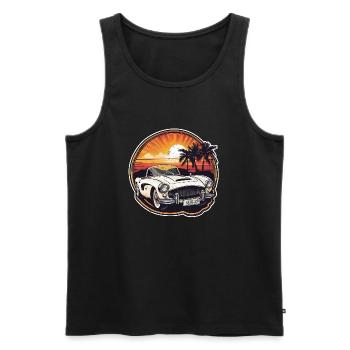 voiture vintage couché de soleil - Débardeur bio Premium Homme - noir - Devant - Michal (187cm)