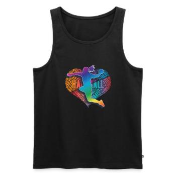 Handball Spielerin Herz - Männer Premium Bio Tank Top - Schwarz - Vorne - Michal (187cm)
