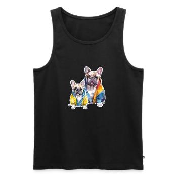 Lustige Französische Bulldogge Familie. - Männer Premium Bio Tank Top - Schwarz - Vorne - Michal (187cm)