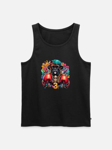 Boxer Hund Splash Kunst - Männer Premium Bio Tank Top - Schwarz