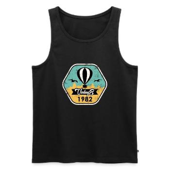 1982 Vintage - Männer Premium Bio Tank Top - Schwarz - Vorne - Michal (187cm)
