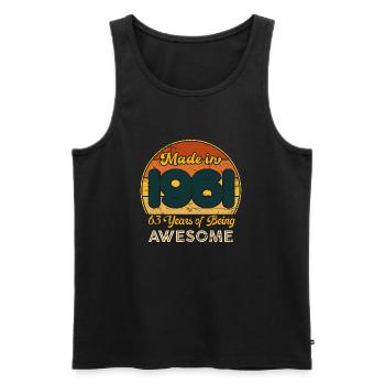 Born in 1961 - Vintage 1961 Retro Anniversary - Men's Premium Organic Tank Top - black - Front - AI Model Male 178 light (178cm)