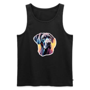 Dogue Allemand coloré - Débardeur bio Premium Homme - noir - Devant - Michal (187cm)