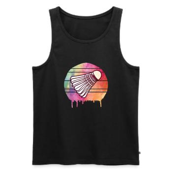 Badminton Galaxy - Men's Premium Organic Tank Top - black - Front - AI Model Male 178 light (178cm)