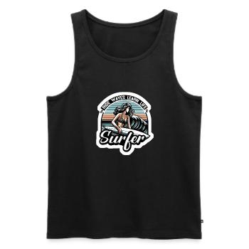 Ride Waves Learn Life - Men's Premium Organic Tank Top - black - Front - AI Model Male 178 light (178cm)