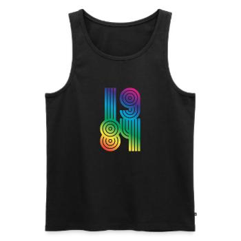 1984 Vintage - Männer Premium Bio Tank Top - Schwarz - Vorne - Michal (187cm)