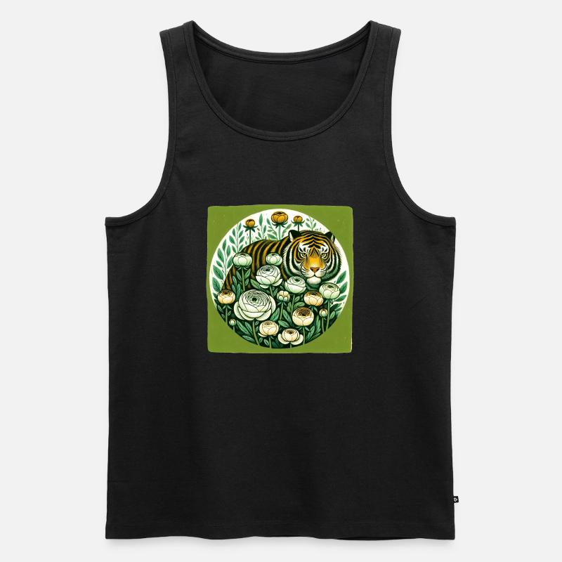 Retro-Tiger - Männer Premium Bio Tank Top - Schwarz