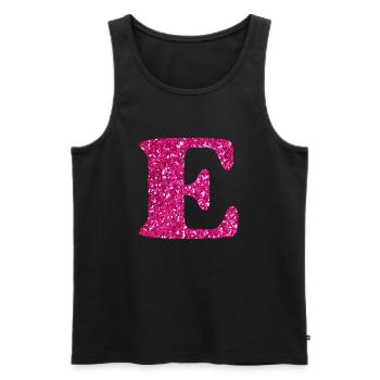 Buchstabe e rosa Glitzer - Männer Premium Bio Tank Top - Schwarz - Vorne - AI Model Male 178 light (178cm)